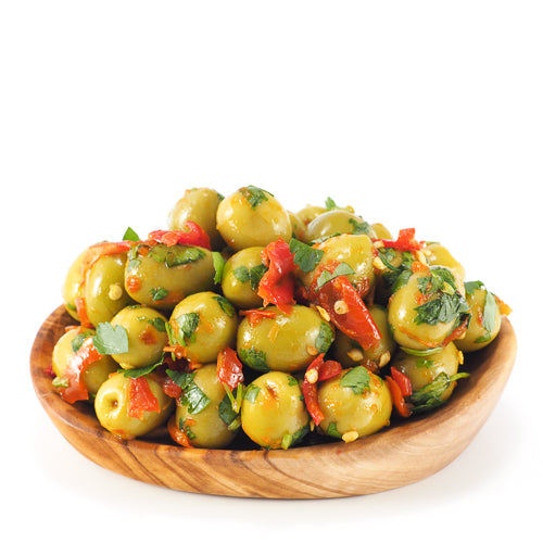 Marinated Olives with Garlic, Chili & Herbs